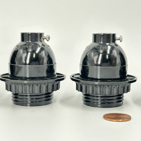 5 Lot Assorted ADL Sunlite Black Phenolic Keyless Threaded Lamp Socket 660W 250V - Picture 4 of 12